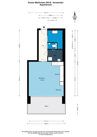 Floorplan - Gustav Mahlerlaan 543B, 1082 MK Amsterdam